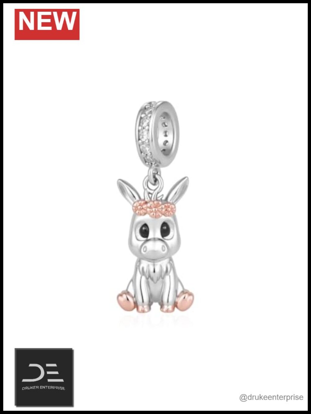 Animal Charm Sterling Silver 925 Donkey Elephant Bracelet Charm